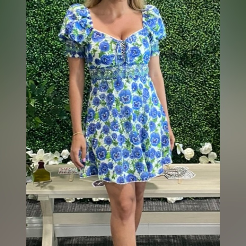 Alice and Olivia Mini Fit and Flare Floral Dress